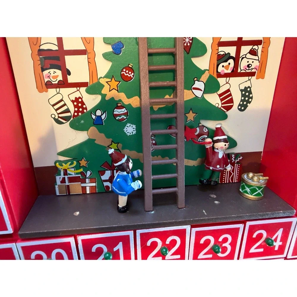 Kurt S Adler 2 Wooden Figures Miniature Vintage Christmas Advent Calendar Kitsch